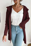 Ribbed Open Front Hooded Cardigan with Pockets - Trendsi - Flyclothing LLC