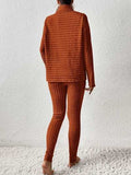 Ribbed Turtleneck Top and Pants Set - Trendsi - Flyclothing LLC