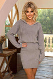 Ribbed Tied Hooded Long Sleeve Mini Sweater Dress - Trendsi - Flyclothing LLC