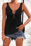 Half-Zip Scoop Neck Tank - Trendsi - Flyclothing LLC