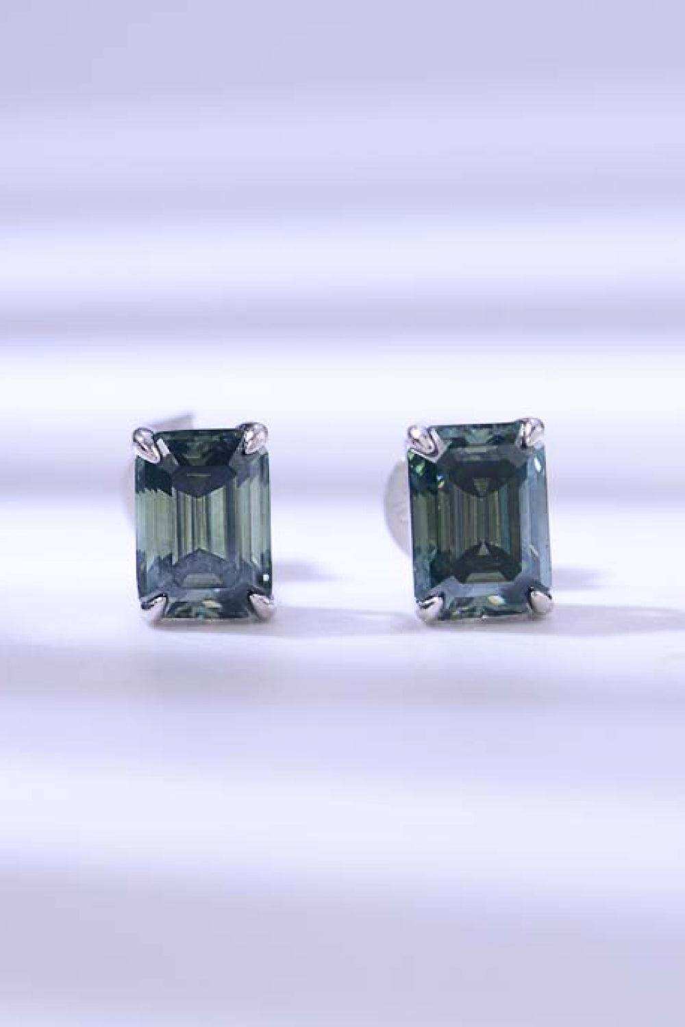 2 Carat Moissanite Stud Earrings in Green - Trendsi - Flyclothing LLC