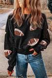 Sequin Football Patch Open Back Sweatshirt - Trendsi - Flyclothing LLC