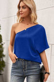 Single Shoulder Half Sleeve T-Shirt - Trendsi - Flyclothing LLC