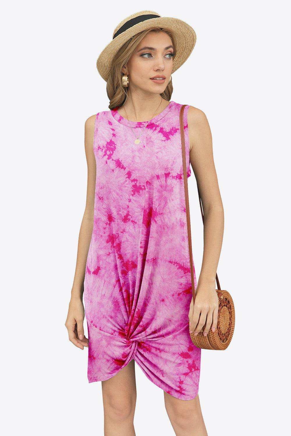 Tie-Dye Twisted Round Neck Sleeveless Dress - Trendsi - Flyclothing LLC