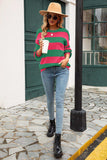 Striped Balloon Sleeve Knit Pullover - Trendsi - Flyclothing LLC