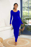 Round Neck Long Sleeve Maxi Wrap Dress - Trendsi - Flyclothing LLC