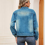 Washed Denim Jacket - Trendsi - Flyclothing LLC