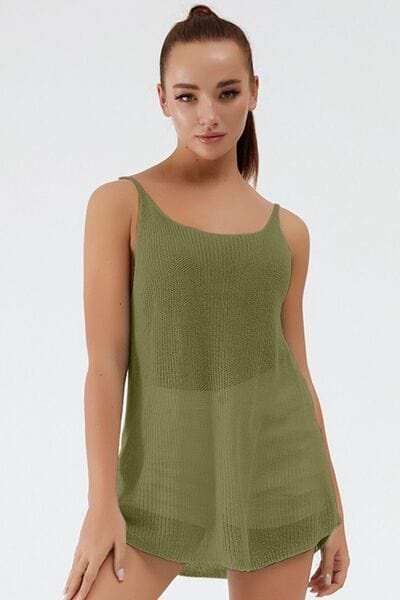 Scoop Neck Spaghetti Strap Knit Cami - Trendsi - Flyclothing LLC