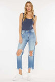 Kancan High Waist Chewed Up Straight Mom Jeans - Trendsi - Flyclothing LLC
