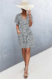 Printed Button down Pocketed Dress - Trendsi - Flyclothing LLC