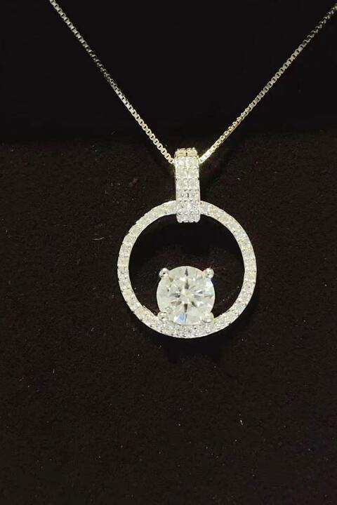 1 Carat Moissanite 925 Sterling Silver Necklace - Trendsi - Flyclothing LLC