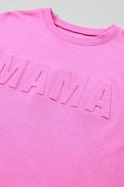 MAMA Round Neck Dropped Shoulder Sweatshirt - Trendsi - Flyclothing LLC