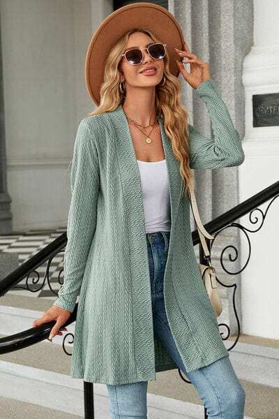 Open Front Long Sleeve Cardigan - Trendsi - Flyclothing LLC