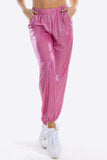 Glitter Elastic Waist Pants with Pockets - Trendsi - Flyclothing LLC