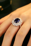 Lab-Grown Sapphire Flower Shape Ring - Trendsi - Flyclothing LLC