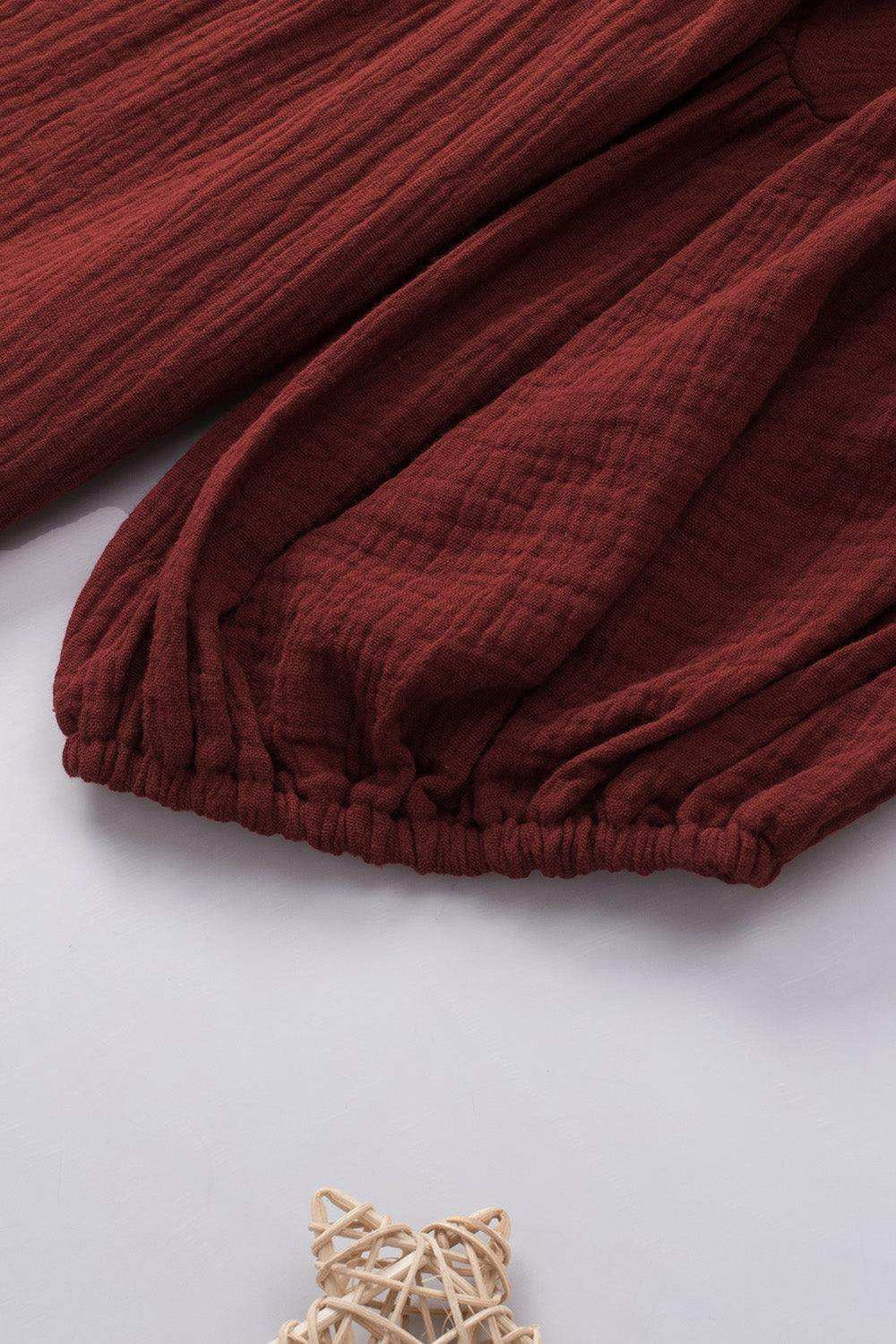 Dropped Shoulder V-Neck Blouse - Trendsi - Flyclothing LLC