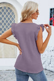 Ruffled V-Neck Cap Sleeve Blouse - Trendsi - Flyclothing LLC
