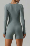 Square Neck Long Sleeve Active Romper - Trendsi - Flyclothing LLC