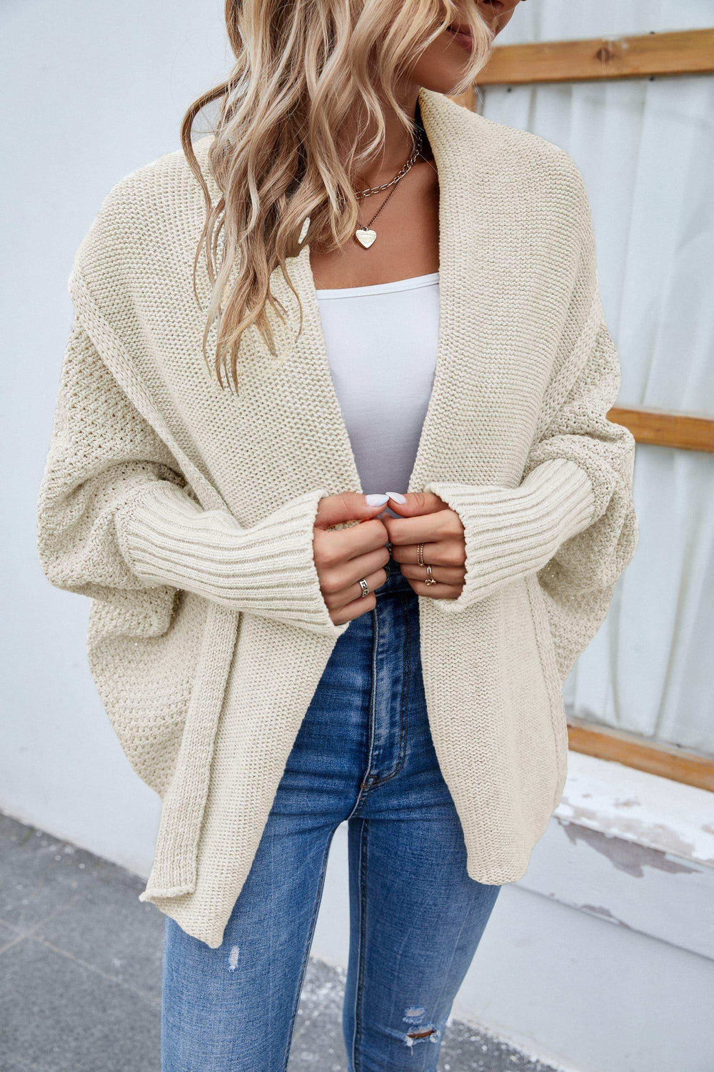 Open Front Long Sleeve Cardigan - Trendsi - Flyclothing LLC