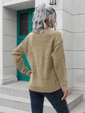 Dropped Shoulder Button Detail Sweater - Trendsi - Flyclothing LLC