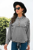 Striped Half-Button Dropped Shoulder Hoodie - Trendsi - Flyclothing LLC