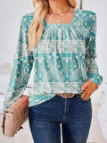 Full Size Square Neck Long Sleeve Blouse - Trendsi - Flyclothing LLC