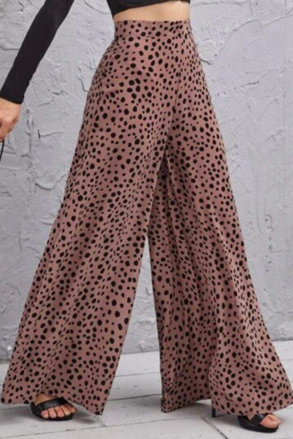 Animal Print High-Rise Culottes - Trendsi - Flyclothing LLC