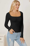 Square Neck Long Sleeve T-Shirt - Trendsi - Flyclothing LLC