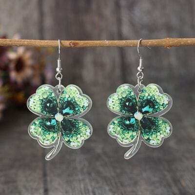 Lucky Clover Acrylic Dangle Earrings - Trendsi - Flyclothing LLC