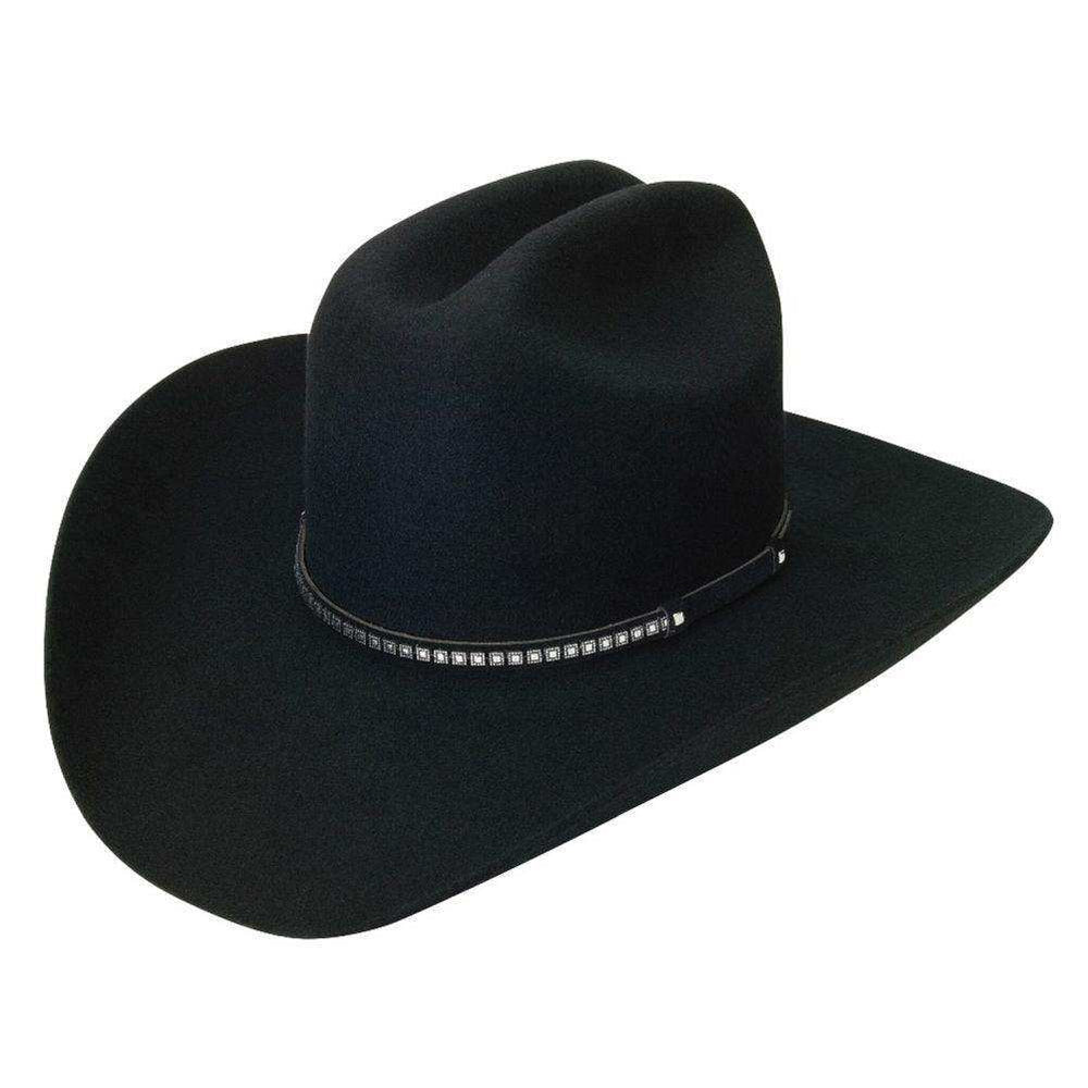 Silverado 100% Wool Felt Cattleman Crown 4 Brim Fancy Band Black - Silverado - Flyclothing LLC