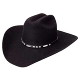 Silverado 100% Wool Felt Cattleman Crown 4 Brim Satin Lining Fancy Band Black - Silverado - Flyclothing LLC