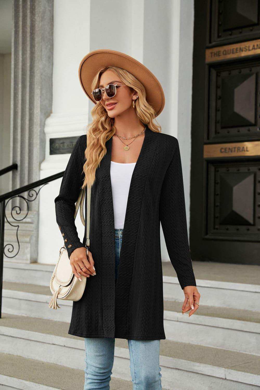 Long Sleeve Open Front Cardigan - Trendsi - Flyclothing LLC