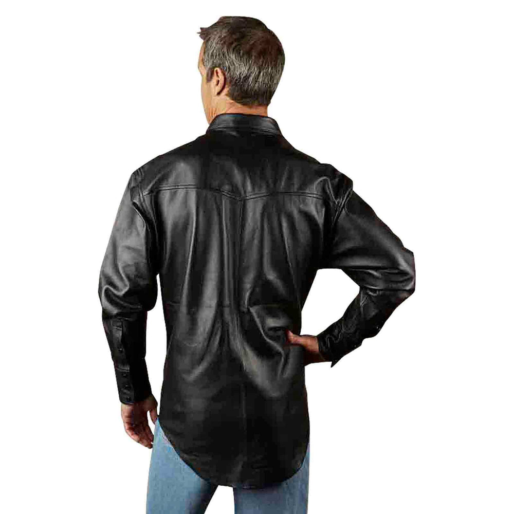 Rockmount Clothing Men's Calf Skin Leather Western Shirt in Charcoal Black - Rockmount Clothing - Flyclothing LLC