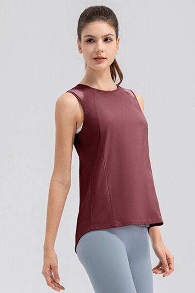 Round Neck Wide strap Active Tank - Trendsi - Flyclothing LLC