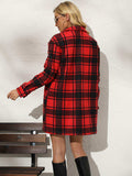 Plaid Collared Longline Coat - Trendsi - Flyclothing LLC