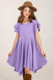 Round Neck Petal Sleeve Dress - Trendsi - Flyclothing LLC