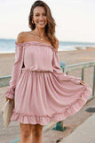 Frill Off-Shoulder Flounce Sleeve Dress - Trendsi - Flyclothing LLC