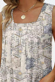 Printed Square Neck Curved Hem Tank - Trendsi - Flyclothing LLC