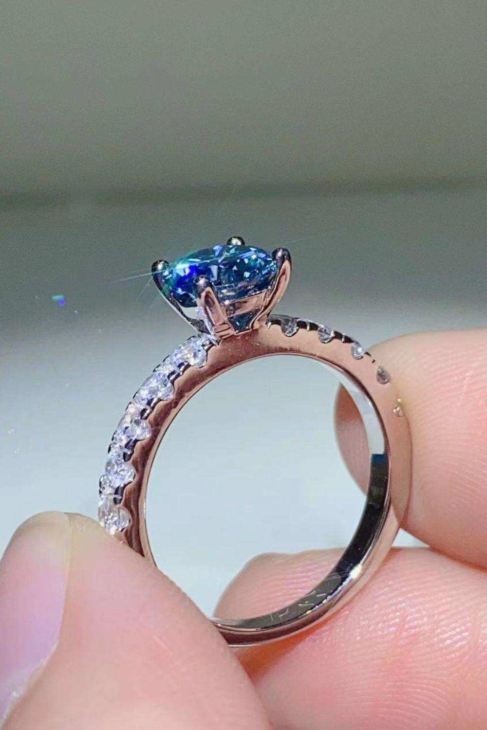 Future Style 1 Carat Moissanite Side Stone Ring - Trendsi - Flyclothing LLC