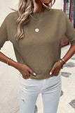Round Neck Half Sleeve Knit Top - Trendsi - Flyclothing LLC