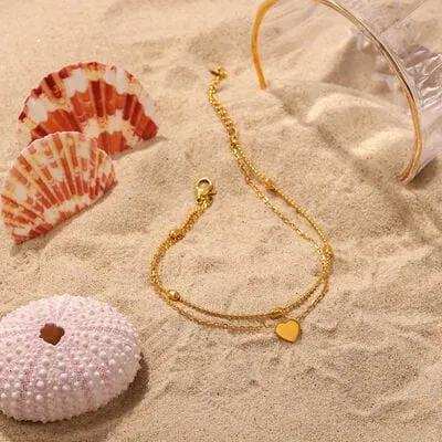 Heart Shape Double-Layered Anklet - Trendsi - Flyclothing LLC