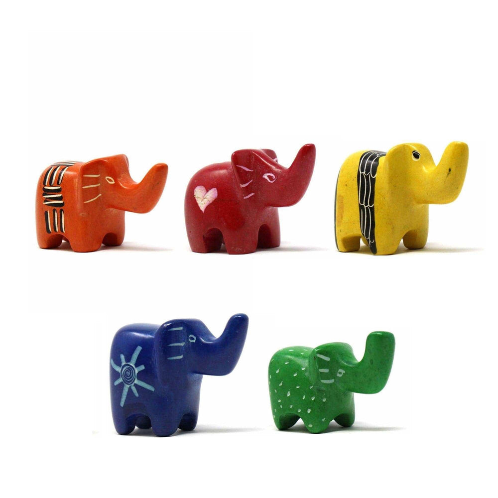 Soapstone Tiny Elephants - Assorted Pack of 5 Colors - SMOLArt - Flyclothing LLC