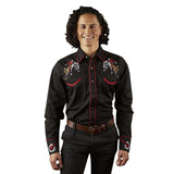 Men’s Rockmount Bronc Vintage Embroidery Western Shirt in Black - Rockmount Clothing - Flyclothing LLC