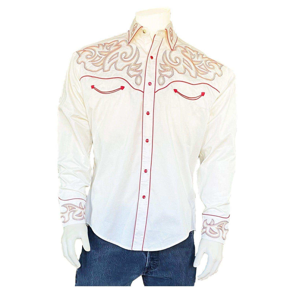 Rockmount Clothing Men's Boot Top Embroidered Western Shirt in Ivory - Rockmount Clothing - Flyclothing LLC