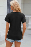 Eyelet Surplice Short Sleeve T-Shirt - Trendsi - Flyclothing LLC