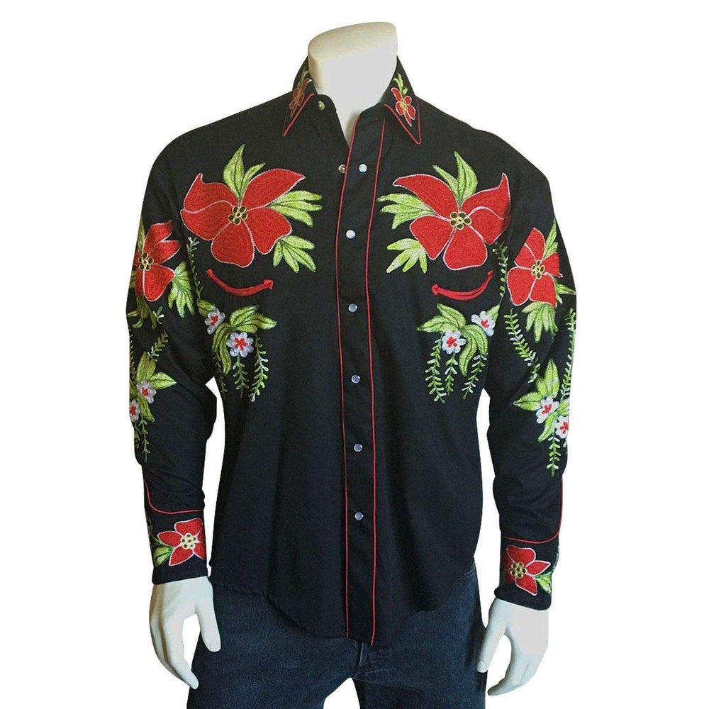 Rockmount Ranch Wear Mens Hawaiian Hibiscus Cotton Gabardine Western Shirt - Rockmount Clothing - Flyclothing LLC