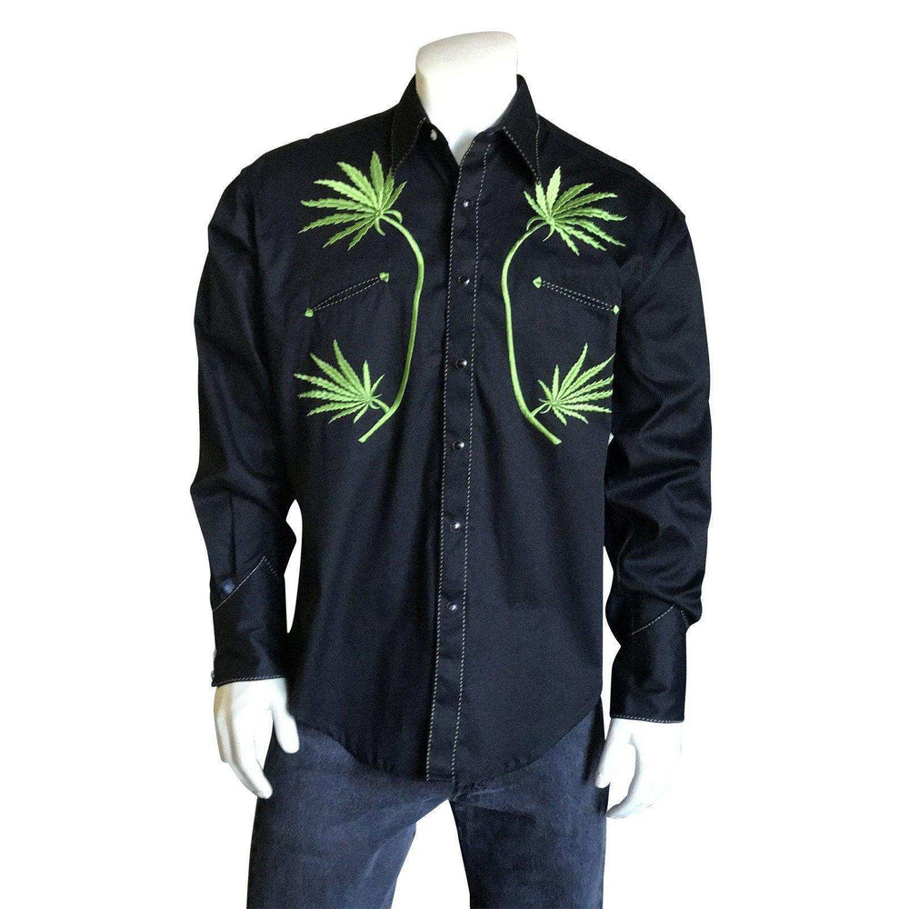 Rockmount Ranch Wear Mens Black Cannabis Cowboy Western Shirt - Rockmount Clothing - Flyclothing LLC