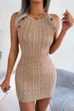 Decorative Button Sleeveless Cable-Knit Dress - Trendsi - Flyclothing LLC