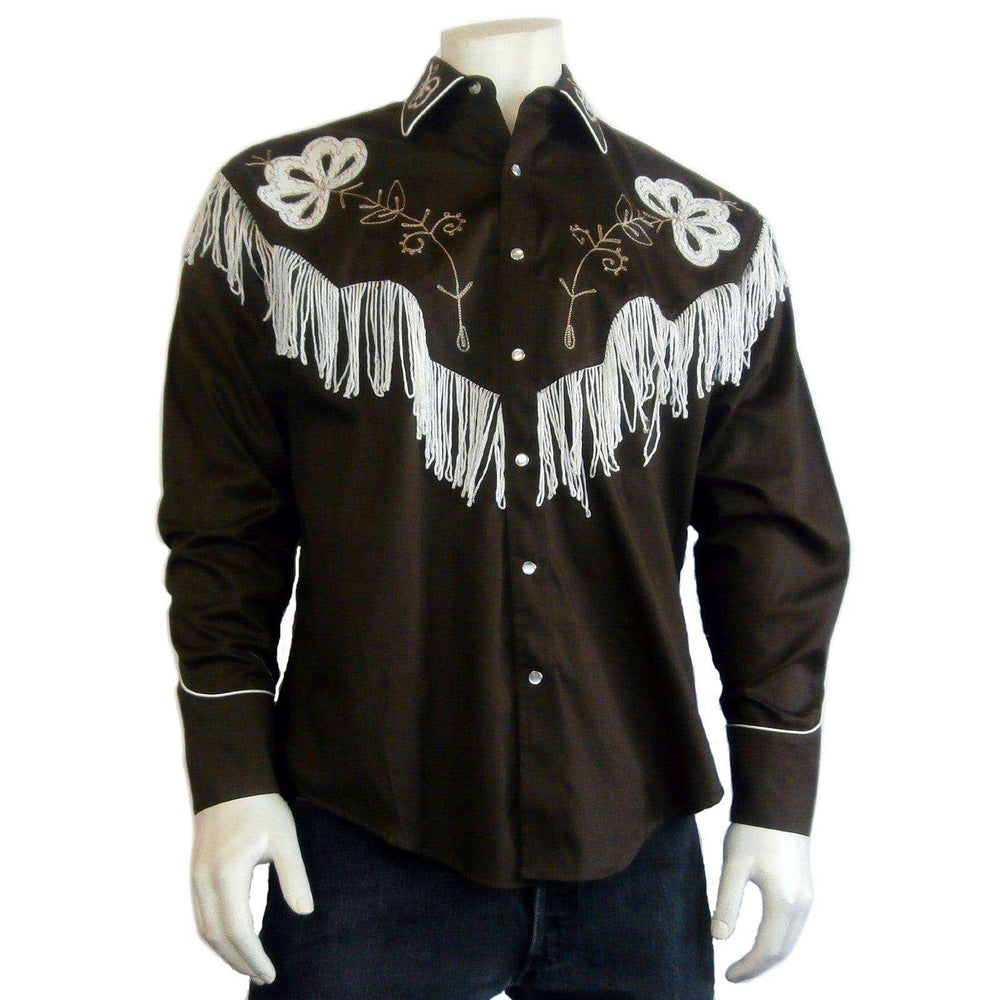 Rockmount Clothing Men's Vintage Fringe Brown Embroidered Western Shirt - Rockmount Clothing - Flyclothing LLC