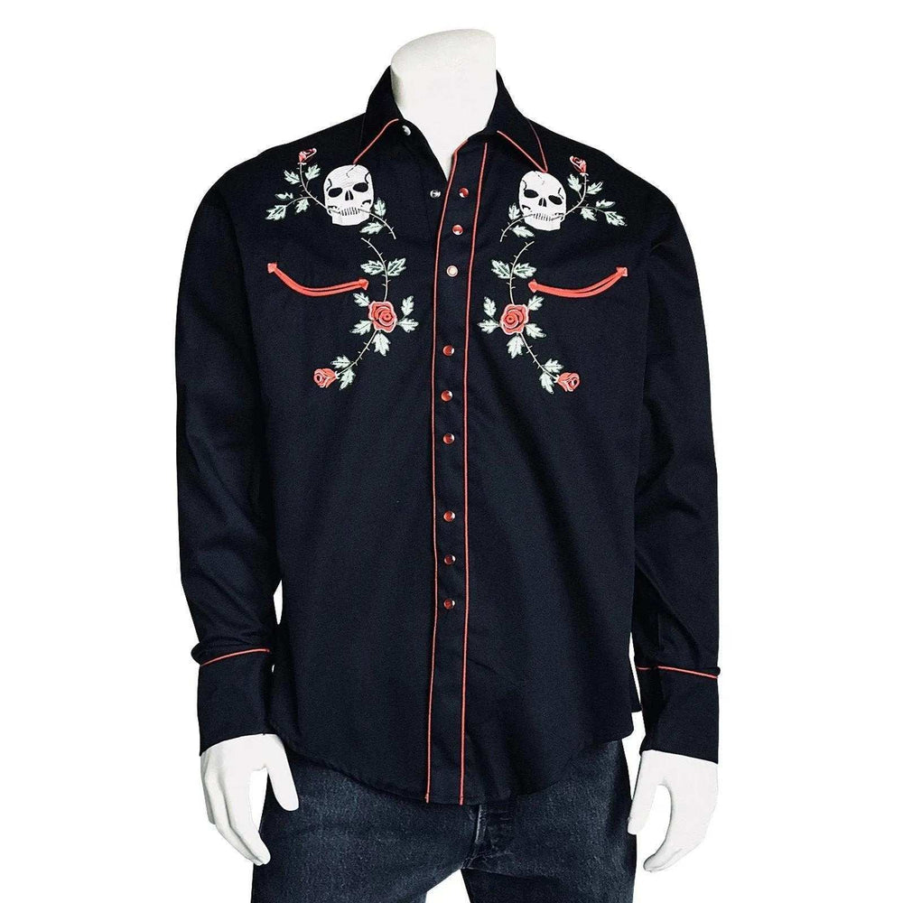 Rockmount Ranch Wear Mens Skull & Rose Vintage Embroidered Western Shirt - Rockmount Clothing - Flyclothing LLC